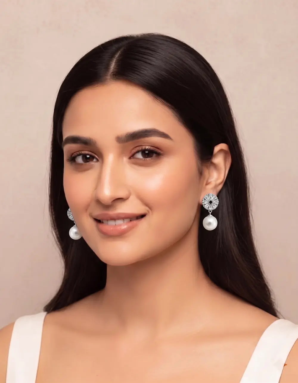 Rose Bloom Pearl Drop Earrings