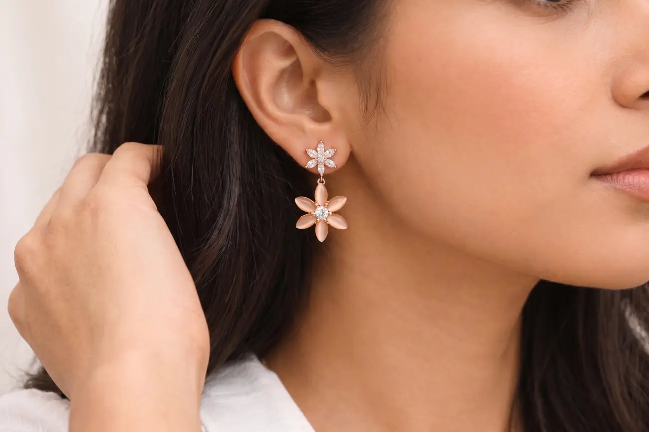 Blush Bloom Floral Drop Earrings