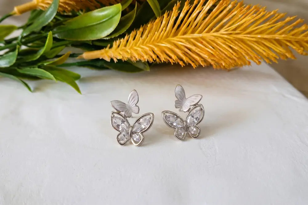 Butterfly Whisper Crystal Stud Earrings