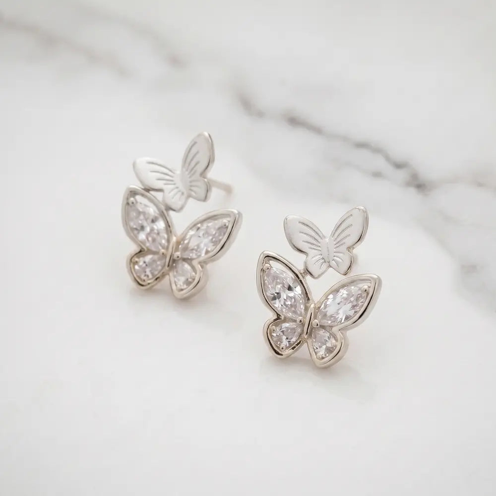 Butterfly Whisper Crystal Stud Earrings