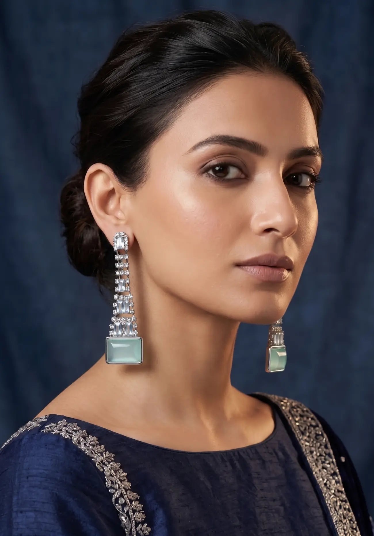 Celeste Mint Crystal Statement Earrings