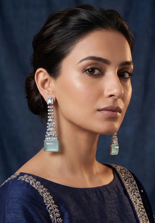 Celeste Mint Crystal Statement Earrings