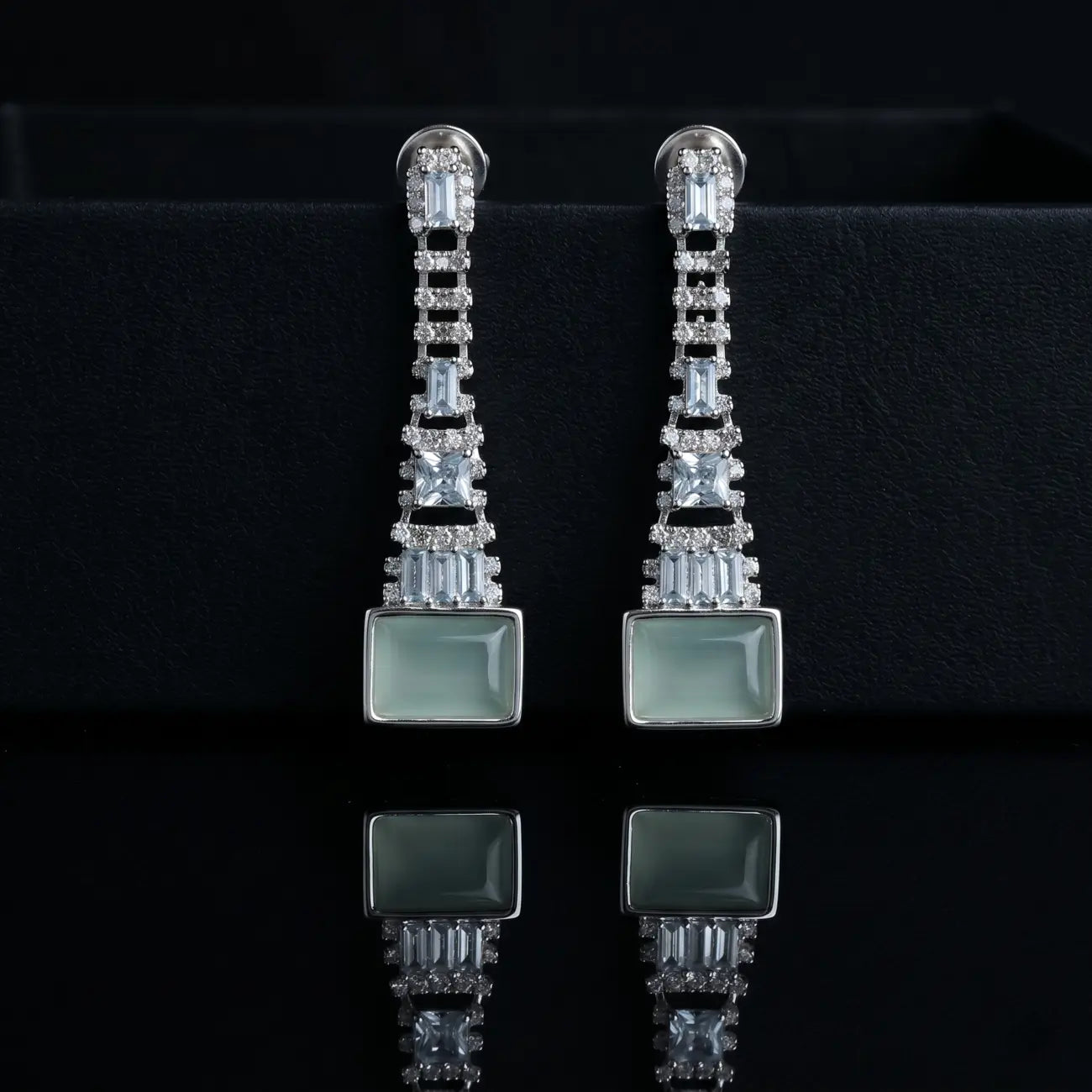 Celeste Mint Crystal Statement Earrings