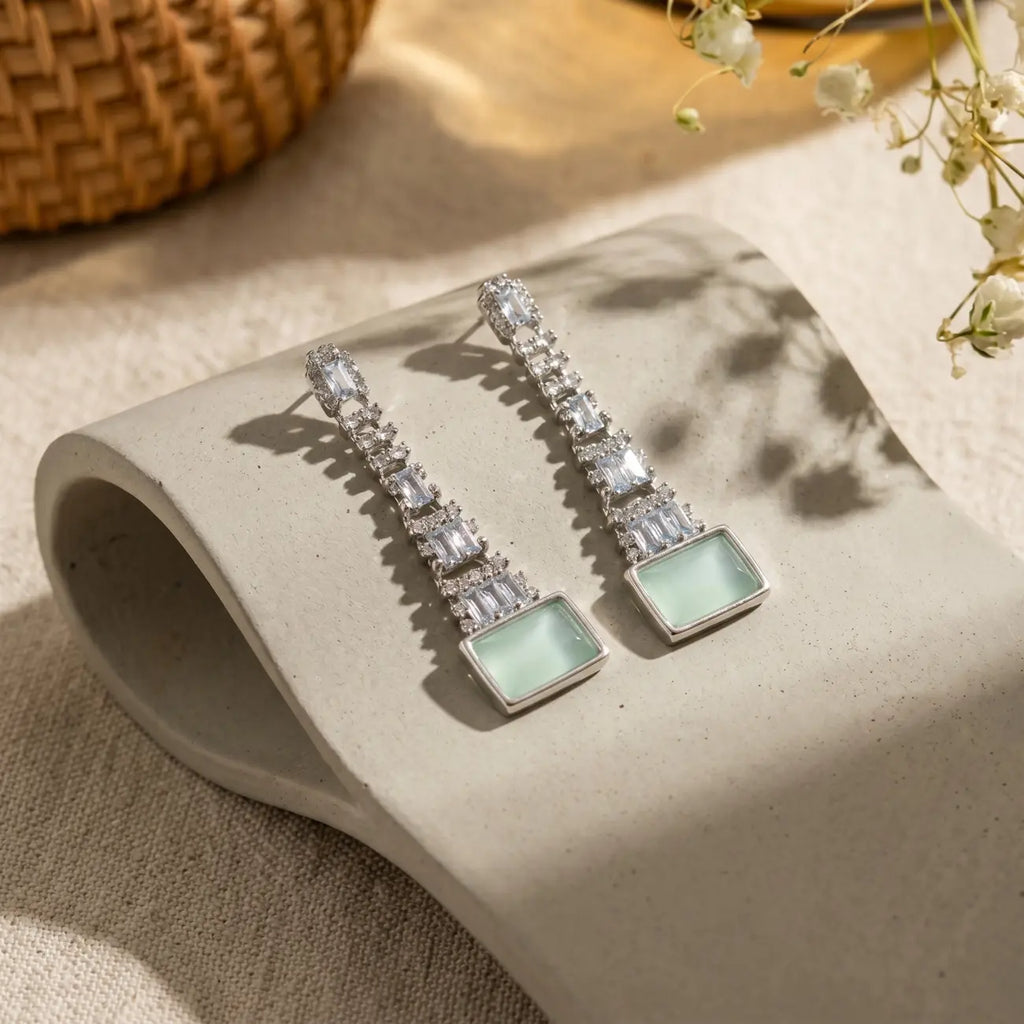 Celeste Mint Crystal Statement Earrings