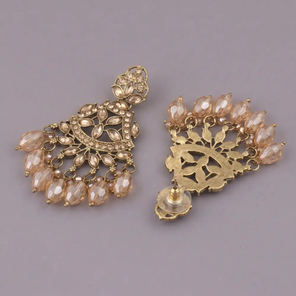 Champagne Sparkle Crystal Chandbali Earrings