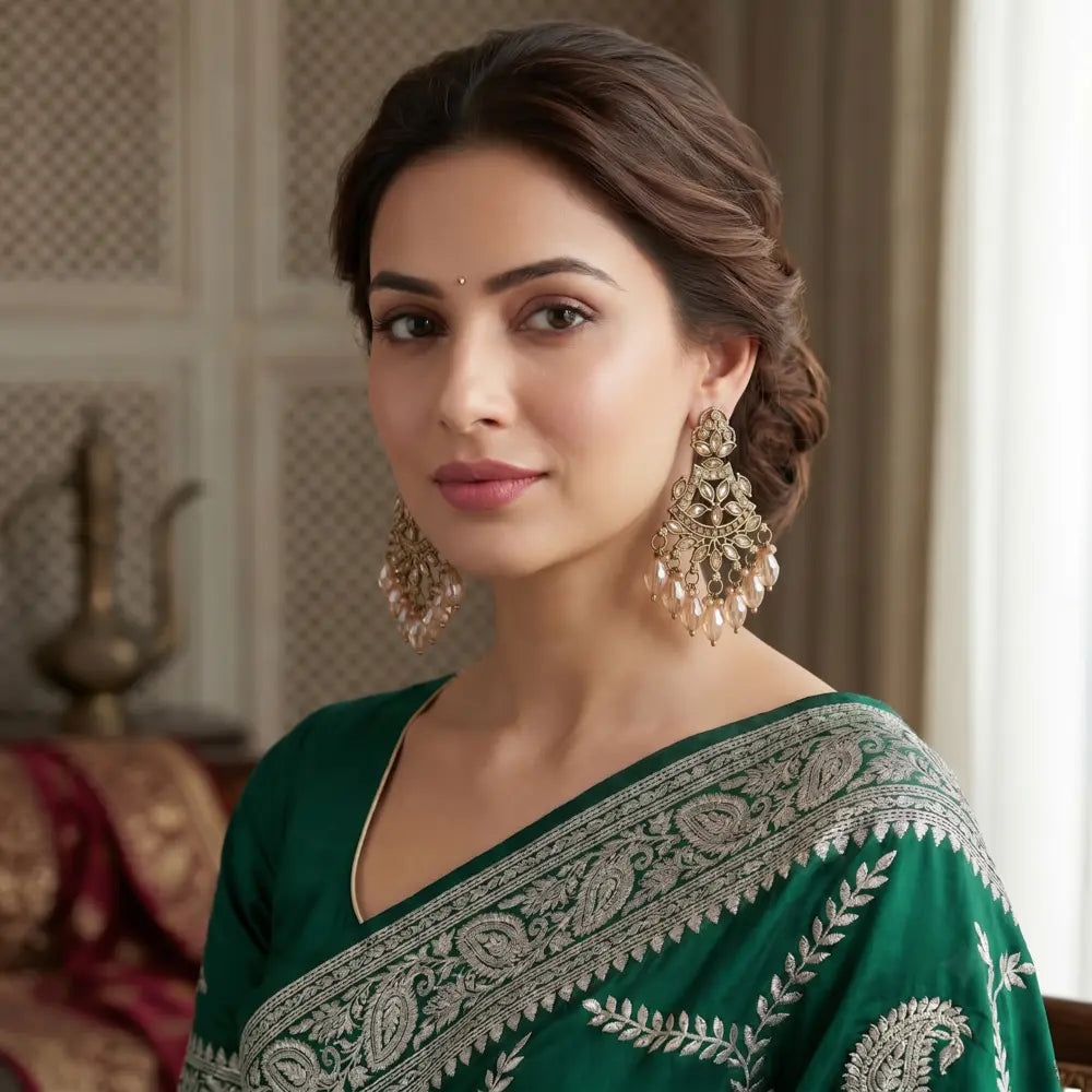 Champagne Sparkle Crystal Chandbali Earrings