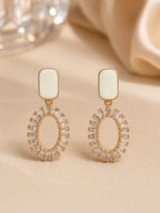 Aurora Halo Crystal Drop Earrings | Elegant Gold Statement Earrings