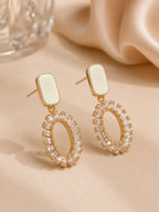 Aurora Halo Crystal Drop Earrings | Elegant Gold Statement Earrings
