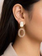 Aurora Halo Crystal Drop Earrings | Elegant Gold Statement Earrings