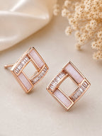 Rose Luxe Geometric Crystal Stud Earrings