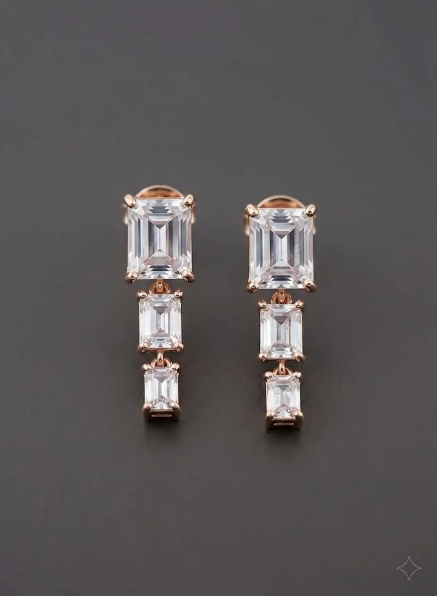 Crystal Cascade Rose Gold Earrings