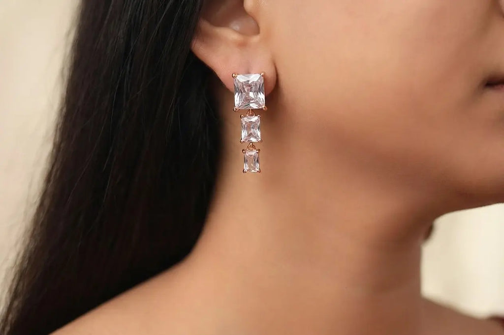 Crystal Cascade Rose Gold Earrings