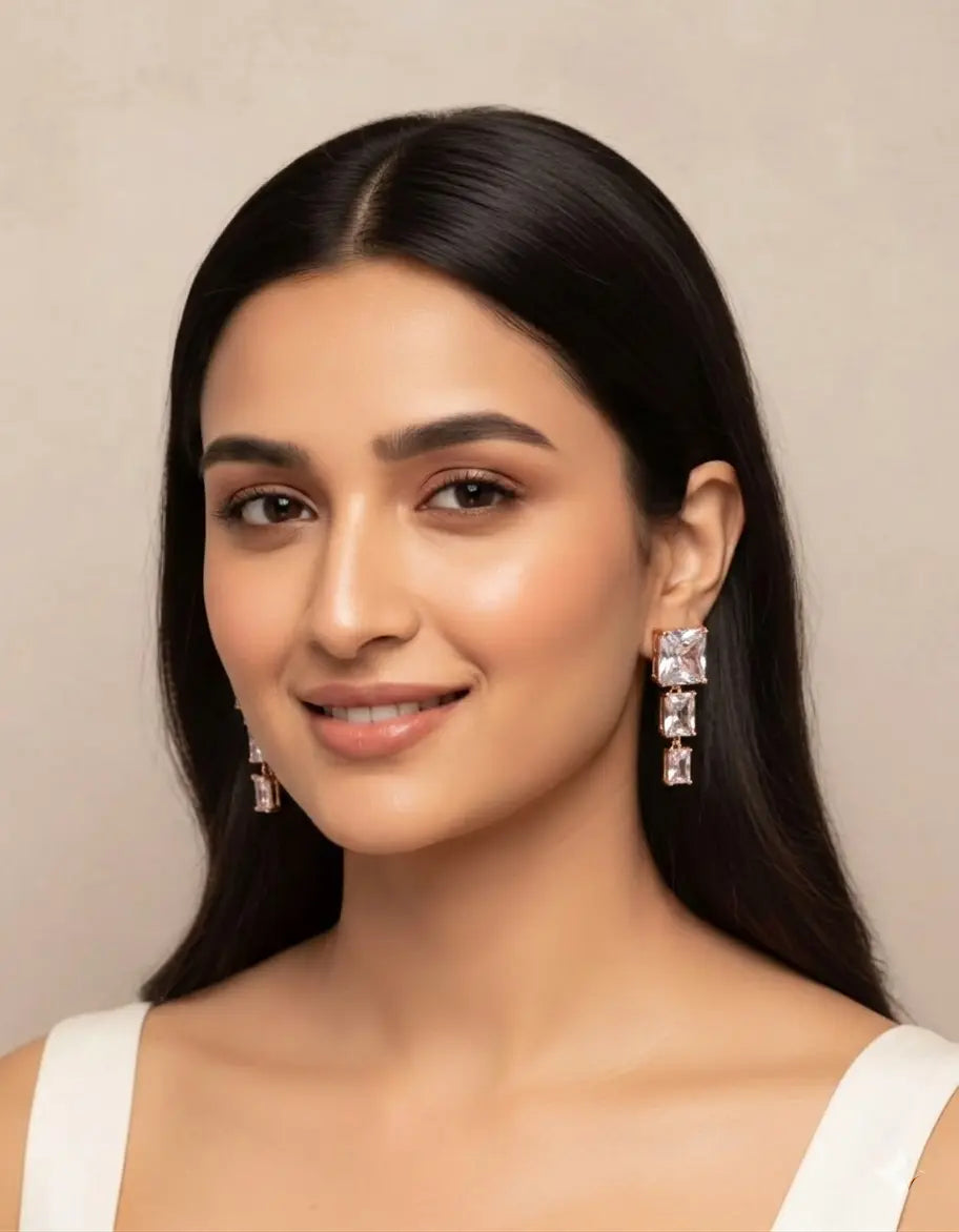 Crystal Cascade Rose Gold Earrings