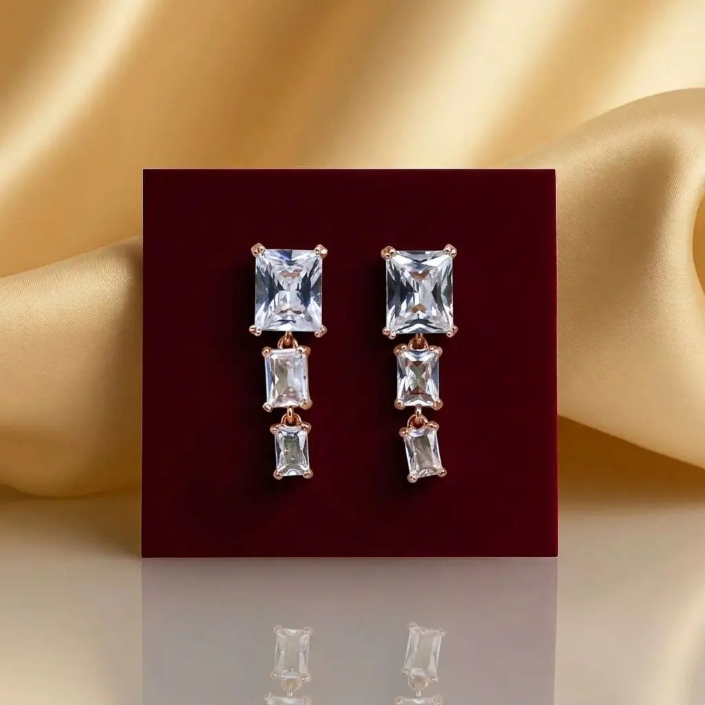 Crystal Cascade Rose Gold Earrings