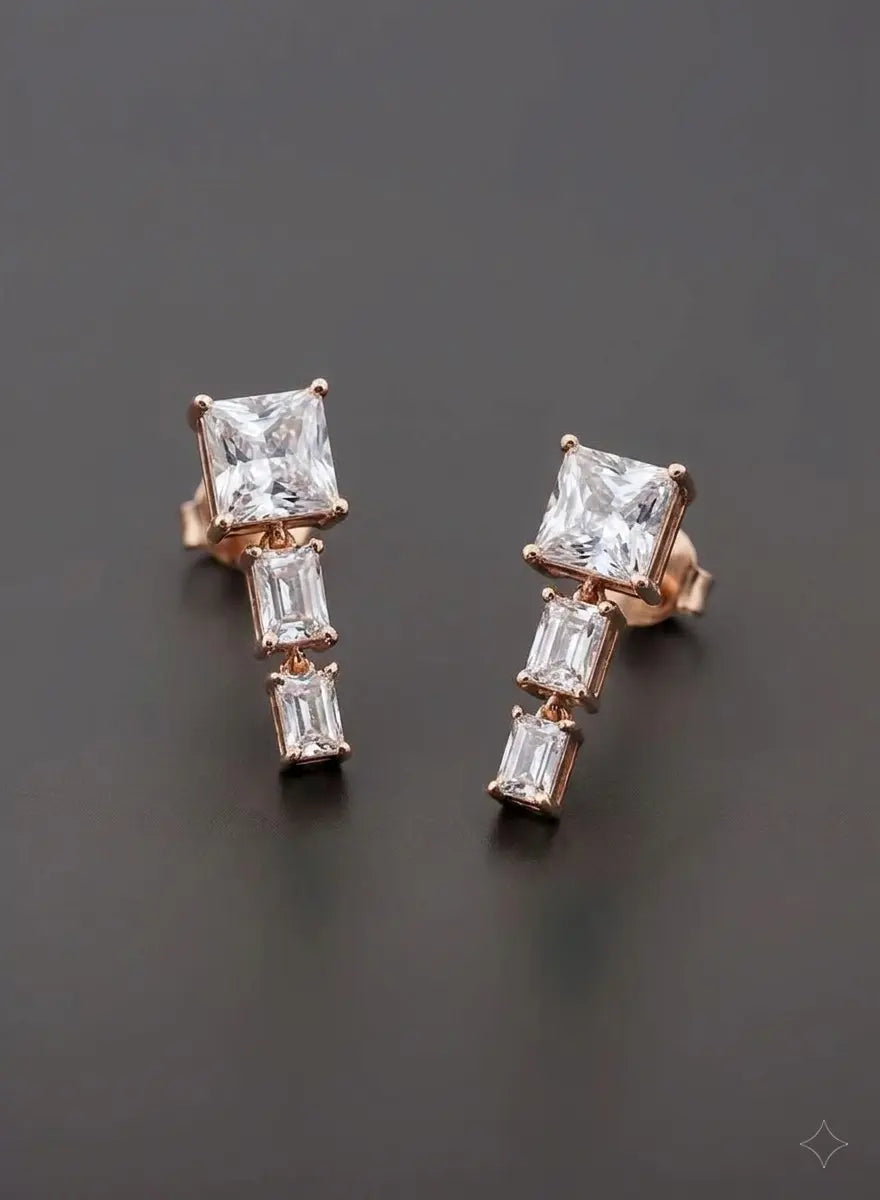 Crystal Cascade Rose Gold Earrings