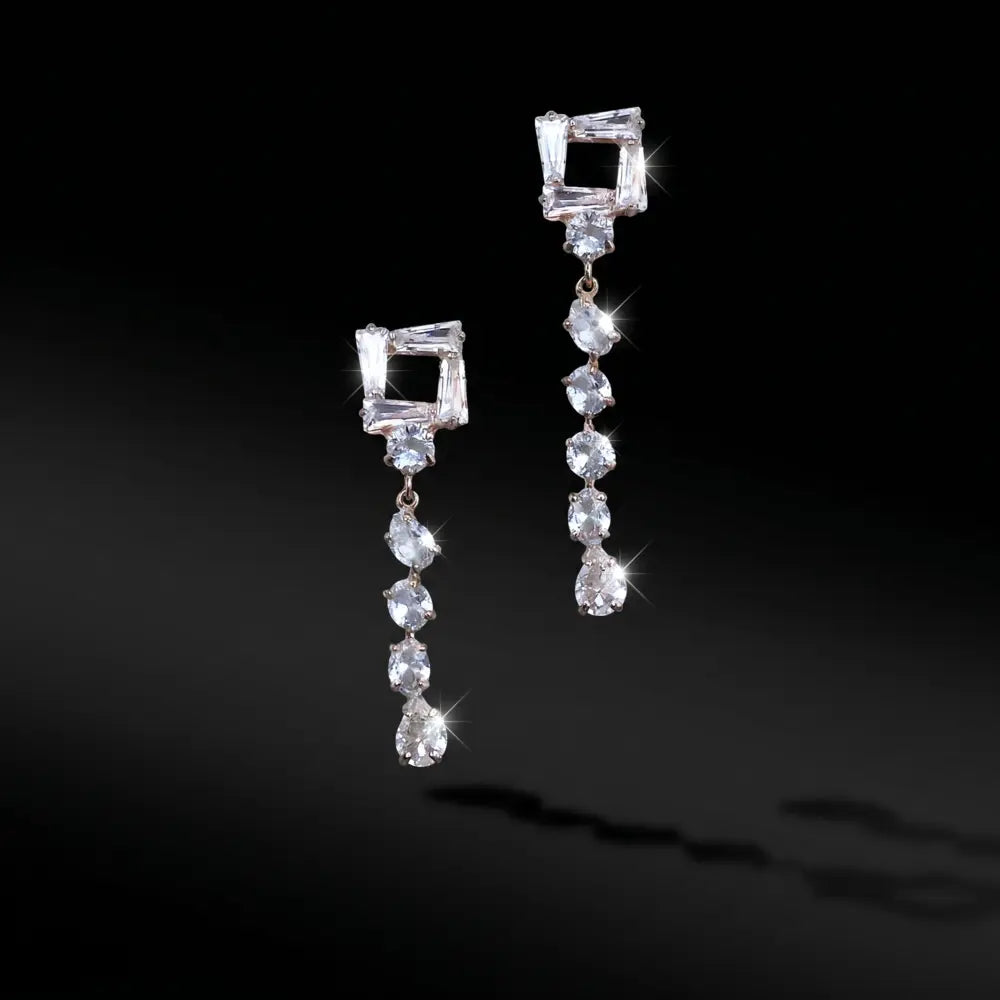 Crystal Square Cascade Earrings