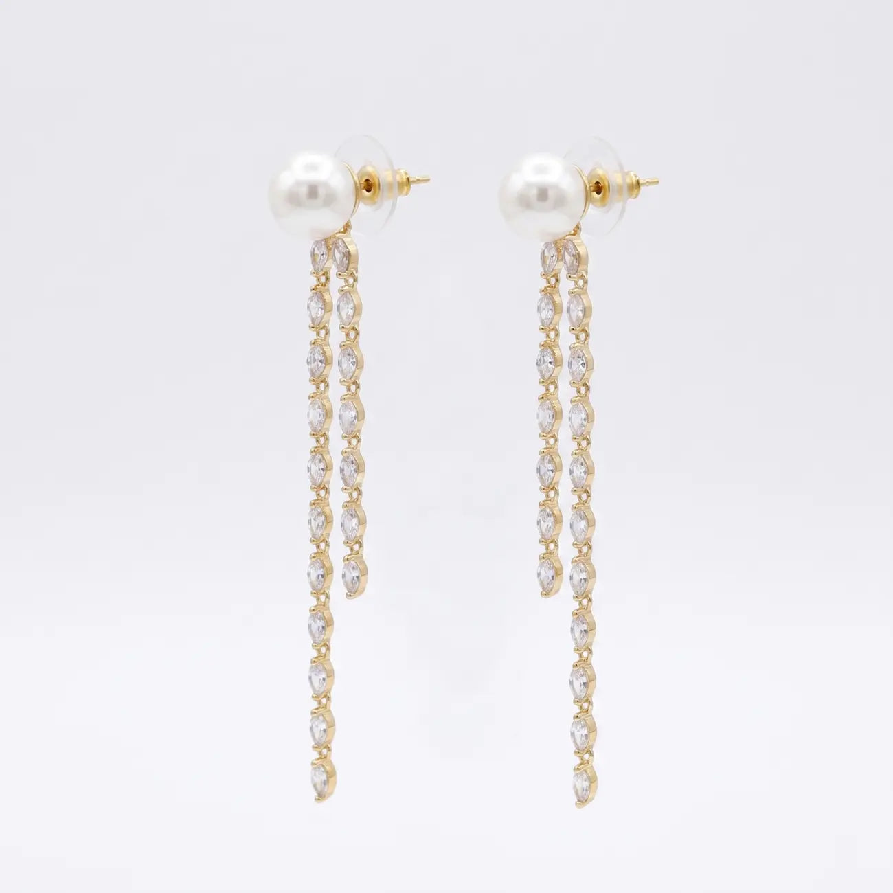 Celeste Pearl Diamond Tassel Earrings