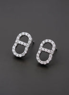 Luxe Link Crystal Stud Earrings