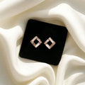 Rose Luxe Geometric Crystal Stud Earrings