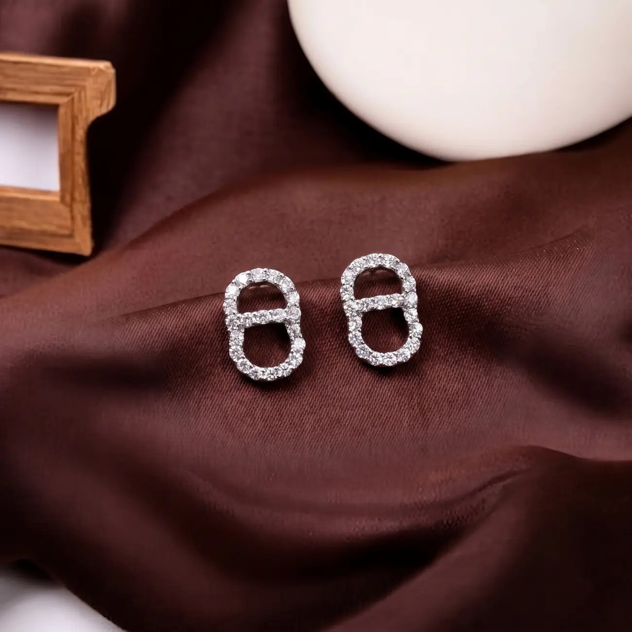 Luxe Link Crystal Stud Earrings