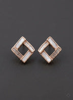 Rose Luxe Geometric Crystal Stud Earrings