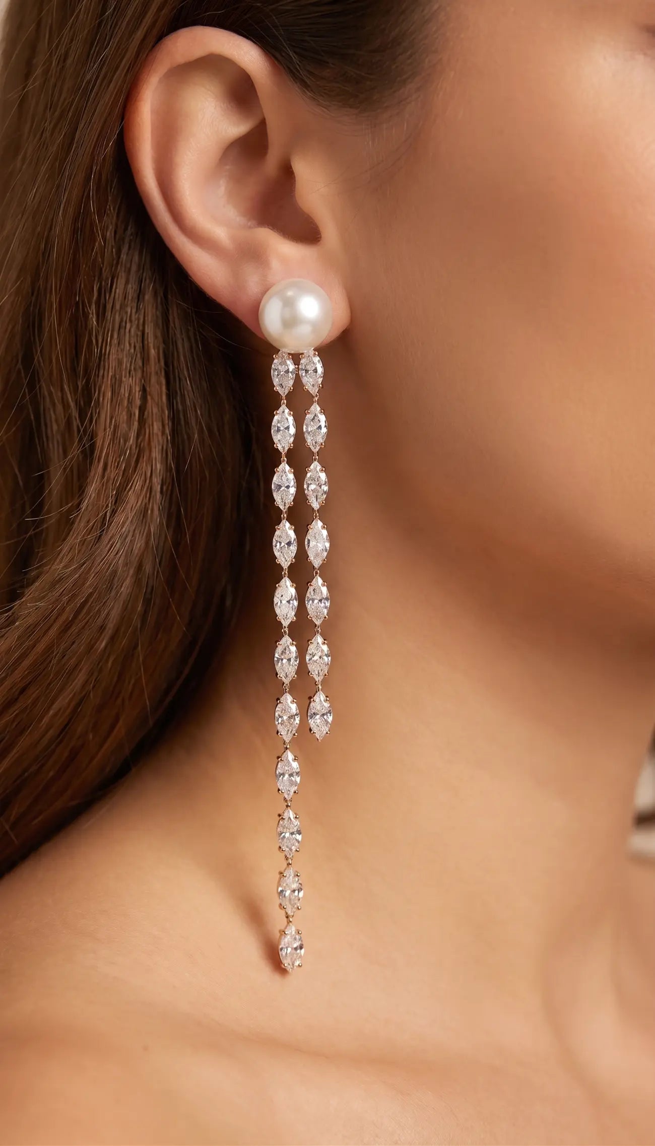 Celeste Pearl Diamond Tassel Earrings