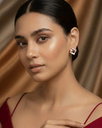 Rose Luxe Geometric Crystal Stud Earrings