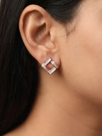 Rose Luxe Geometric Crystal Stud Earrings