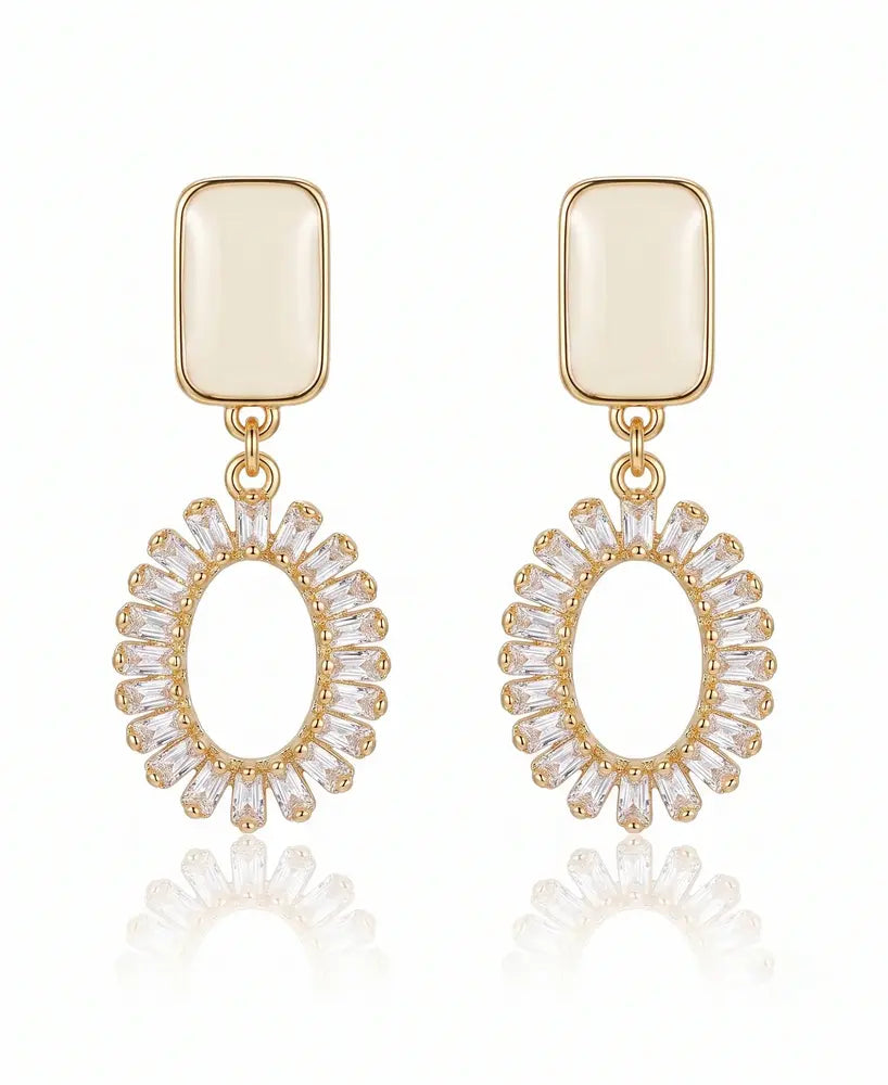 Aurora Halo Crystal Drop Earrings | Elegant Gold Statement Earrings