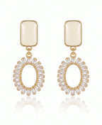 Aurora Halo Crystal Drop Earrings | Elegant Gold Statement Earrings
