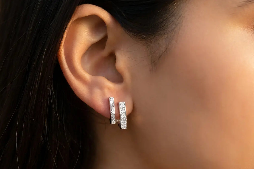 Twin Spark Crystal Bar Earrings