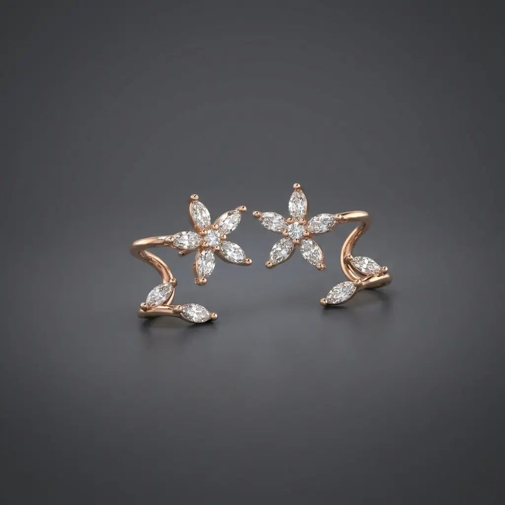 Twilight Bloom Ear Cuff Earrings
