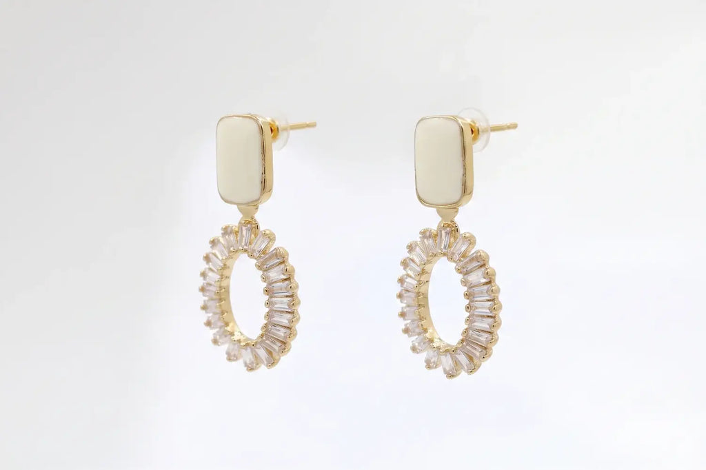 Aurora Halo Crystal Drop Earrings | Elegant Gold Statement Earrings