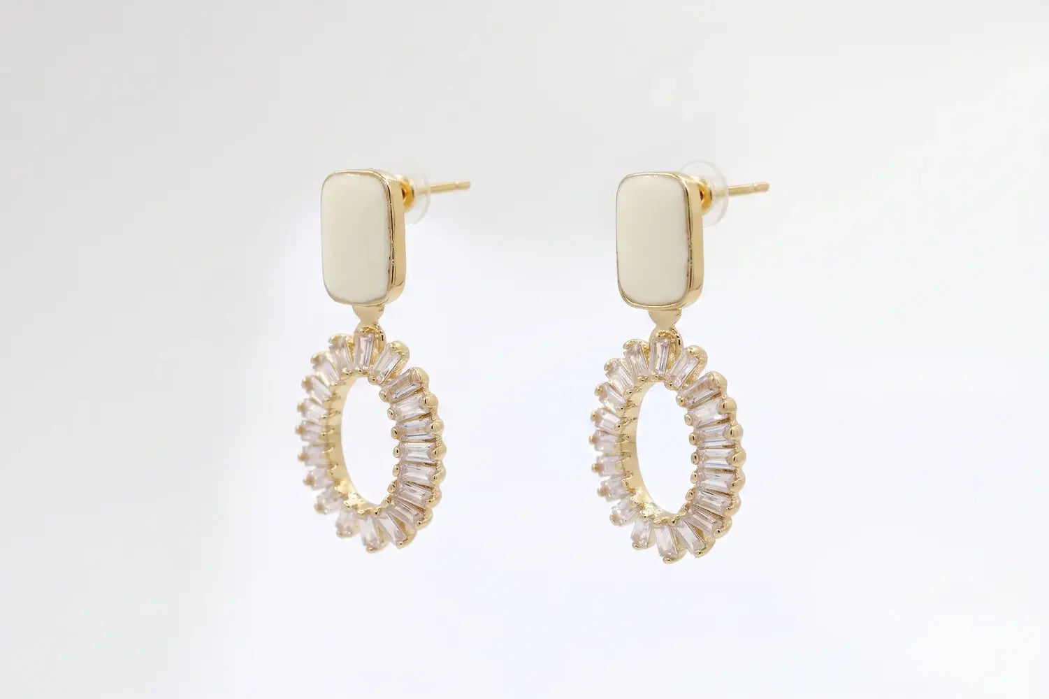 Aurora Halo Crystal Drop Earrings | Elegant Gold Statement Earrings