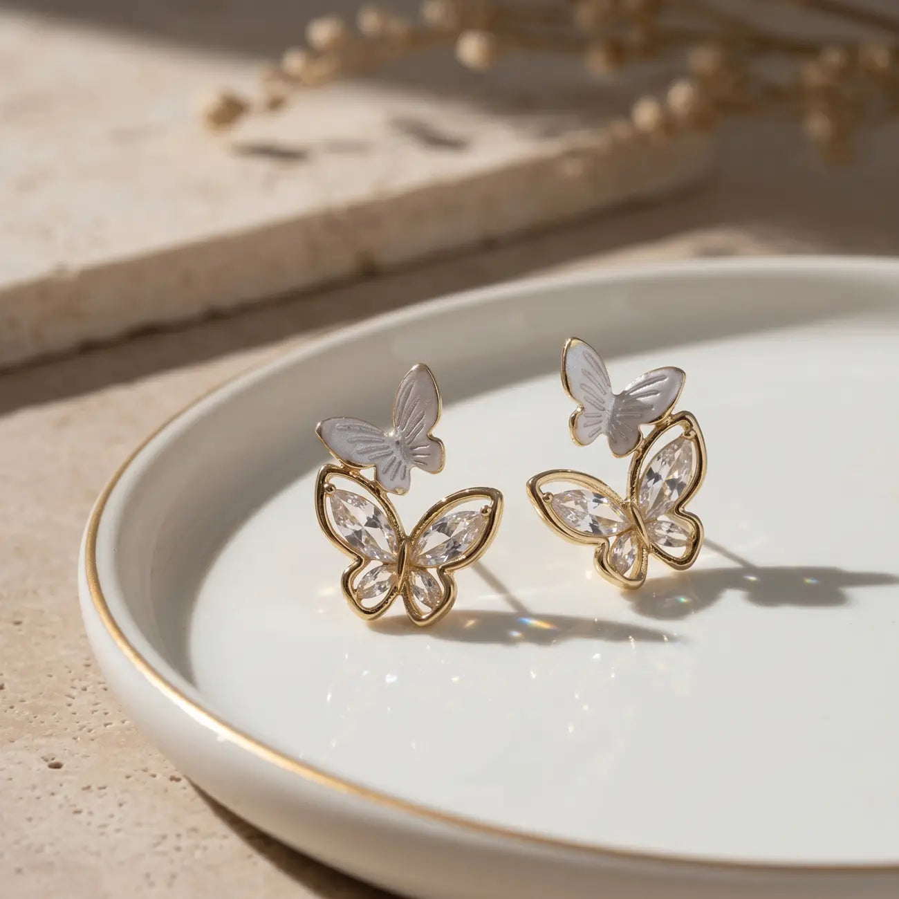 Butterfly Whisper Crystal Stud Earrings
