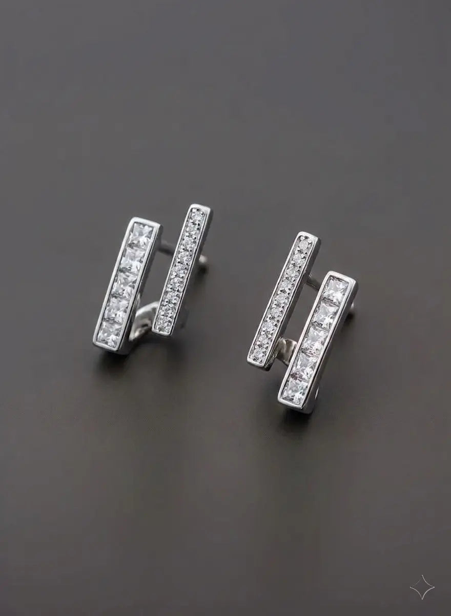 Twin Spark Crystal Bar Earrings