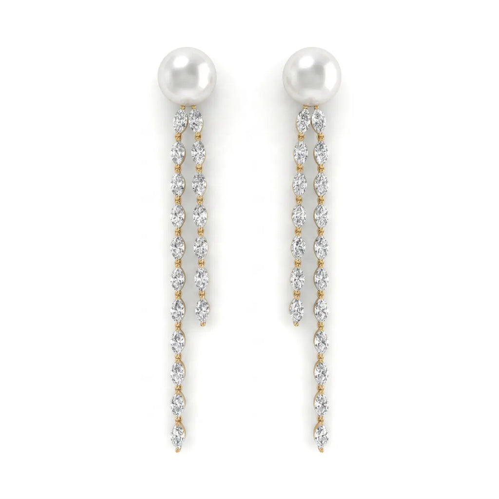 Celeste Pearl Diamond Tassel Earrings