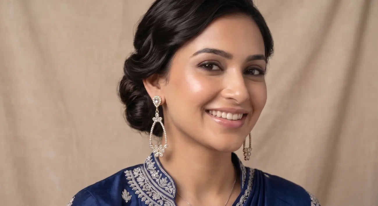 Golden Blossom Crystal Dangle Earrings