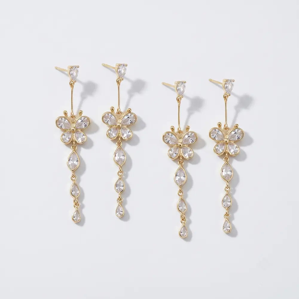 Golden Butterfly Crystal Drop Earrings