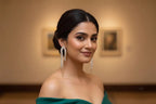 Golden Crystal Arch Tassel Earrings