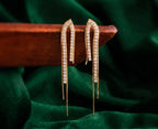 Golden Crystal Arch Tassel Earrings