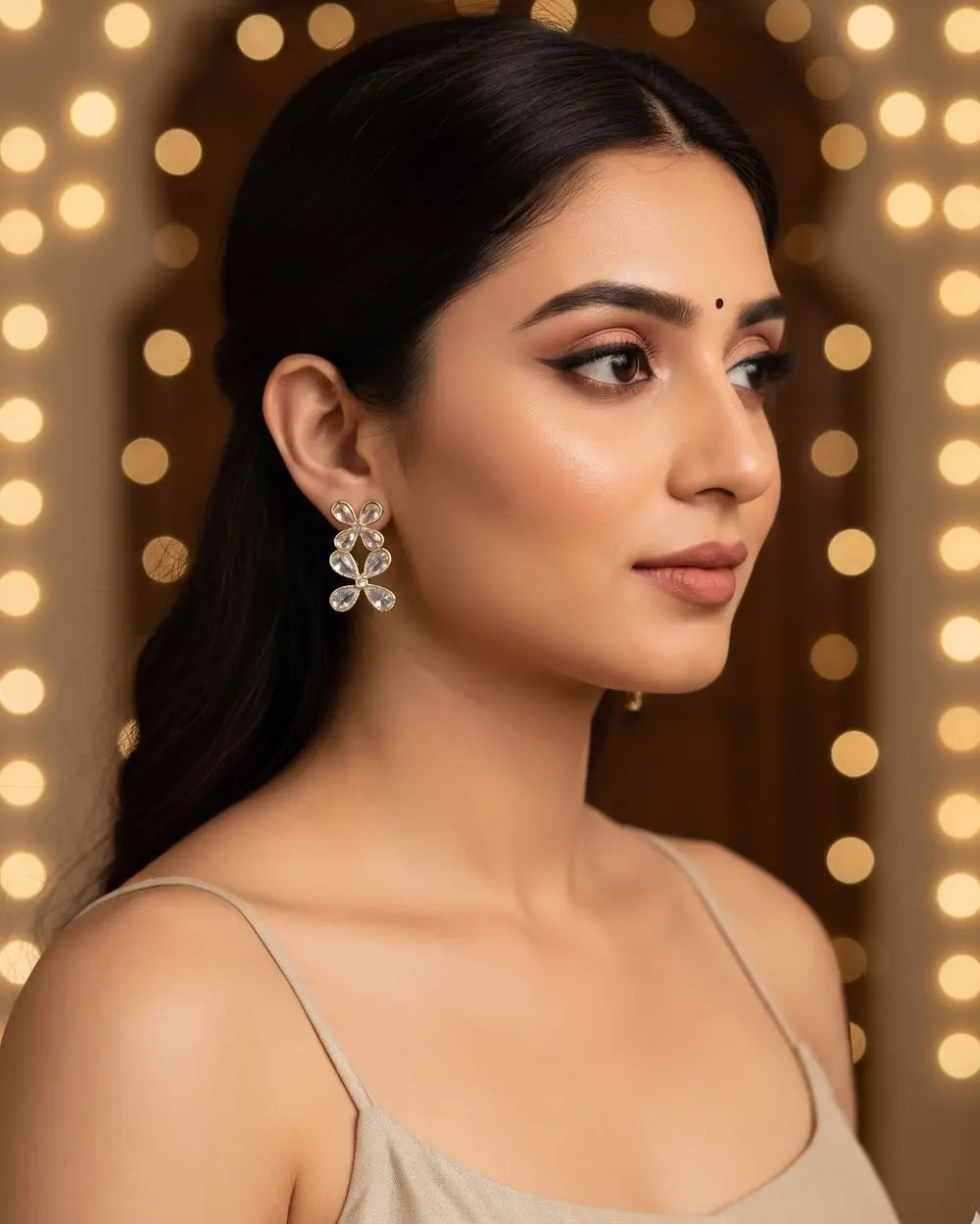 Golden Crystal Bloom Earrings