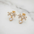 Golden Daisy Heart Charm Earrings