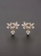 Golden Daisy Heart Charm Earrings