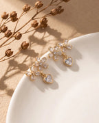 Golden Daisy Heart Charm Earrings