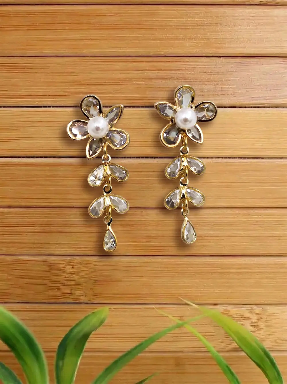 Golden Pearl Blossom Danglers