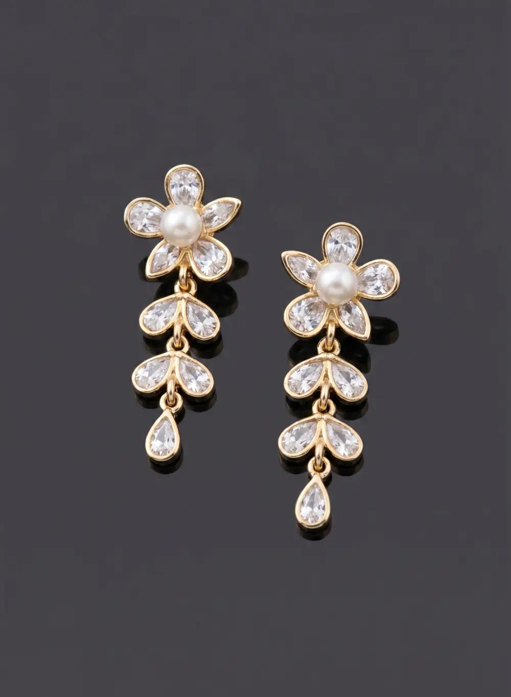 Golden Pearl Blossom Danglers