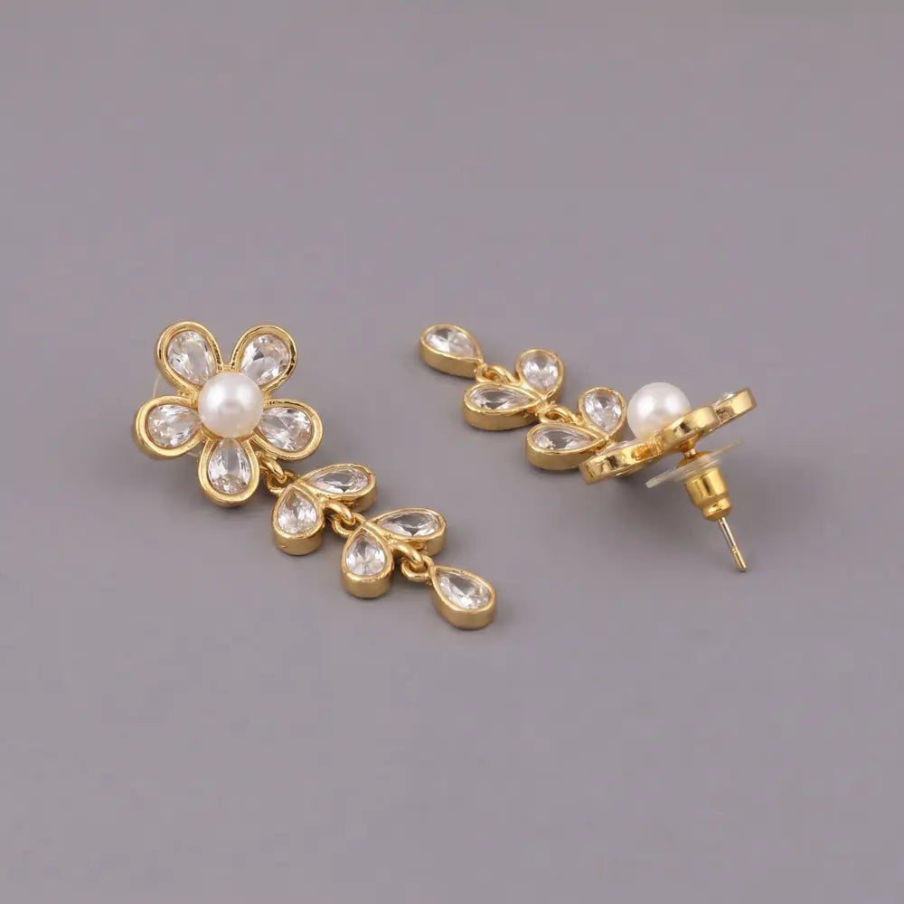 Golden Pearl Blossom Danglers