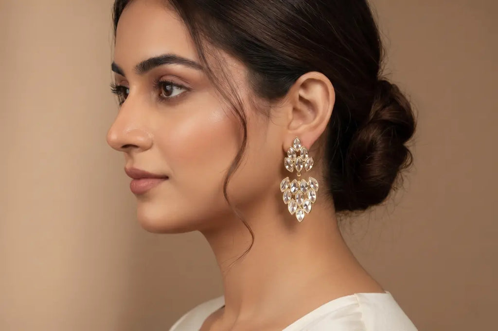 Golden Vine Crystal Drop Earrings