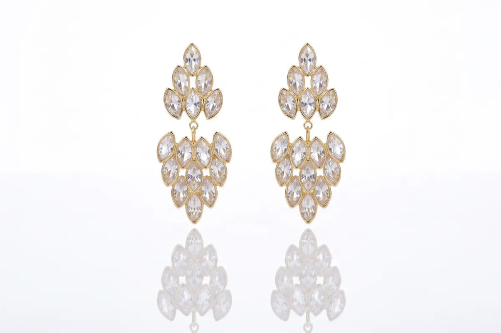 Golden Vine Crystal Drop Earrings